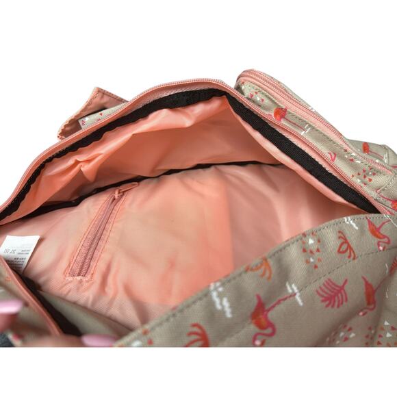 KAVU Sling Back Rope Bag Chillin' Flamingo Print Pink Peach Beige - Picture 5 of 6